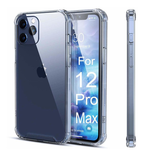 Funda Para iPhone 12 Pro Max, Clear Slim Fit Hard Back Soft 