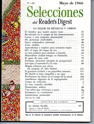 Selecciones Del Reader´s Digest Nº306 Mayo 1966