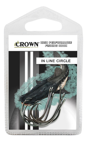 Anzol Crown In Line Circle Black Número 9/0 Cartela Com 6un