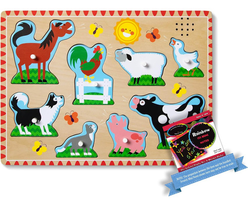 Melissa & Doug Farm Theme Sound Puzzle + Paquete De Mini-pad