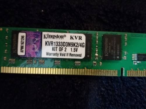 Memoria RAM ValueRAM 4GB 2 Kingston KVR1333D3N9K2/4G