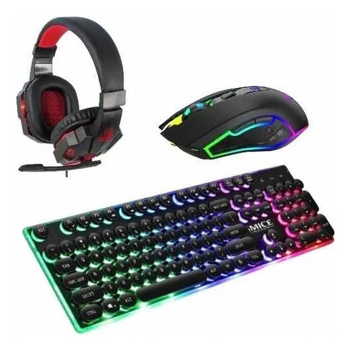 Set Teclado Mouse Y Audifonos Gamer Mabox Multicolor