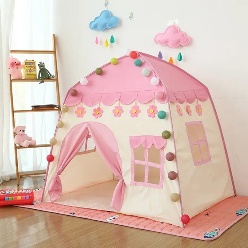 Barraca Infantil Toca Rosa Menina Cabana + 100 Bolinhas