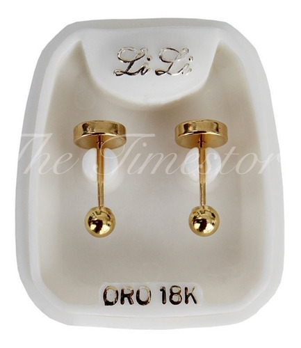 Aro Abridor Lili Oro 18k Bolita 3.5mm Li-103 - Envio Gratis