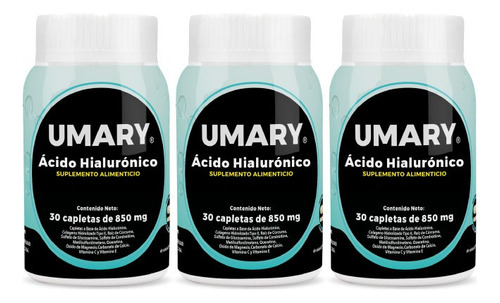 3 Pack Umary Ácido Hialurónico 100% Original 90 Tomas 850mg