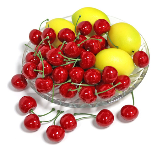 W Cereza Artificial, Fruta Artificial For Decoración, 100