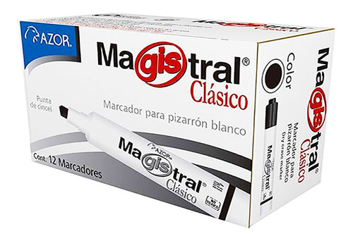 Marcador Pizarron Magistral Didactico Negro Cincel 12 Pzs