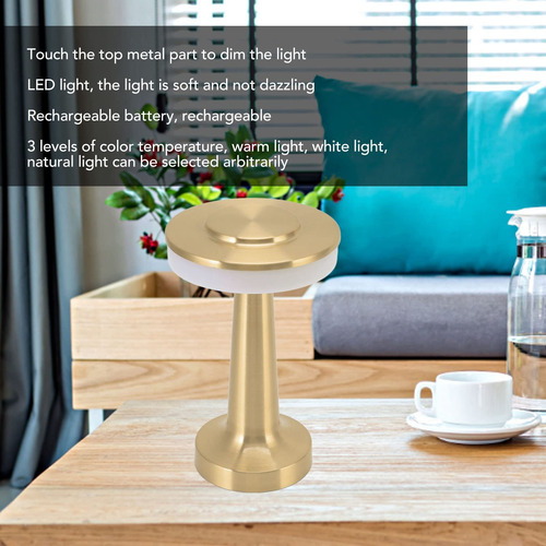 Lámpara De Mesa Led Portátil Táctil 3 Niveles Temperatura Co