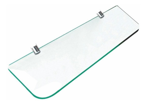 Prateleira De Vidro 8mm Borda Arredond. 10x60 Cm Com Suporte Incolor