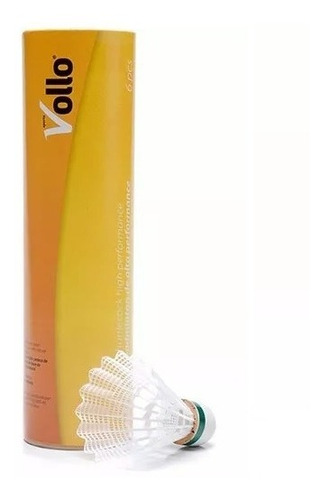 Peteca De Badminton Nylon Base De Cortiça Tubo C/6 Vollo 