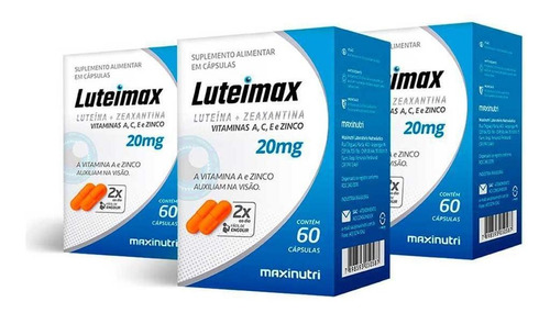 Kit 3 Luteimax Luteína Zeaxantina 20mg 60 Capsulas Maxinutri