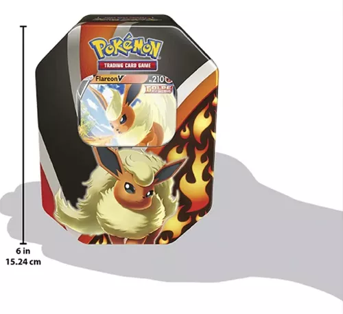 Coleção Cartas Pokemon Evoluções de Eevee Lata com 25 Cartas