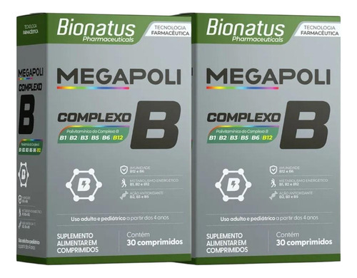 Kit Megapoli Complexo B Com 2 Caixas De 30 Comprimidos Cada