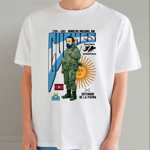 Guemes Martin Salta Remera Malvinas