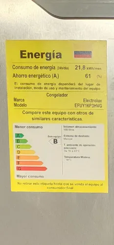 Congelador Vertical Electrolux 168l Plata Efuy16p3hvg (Usado)