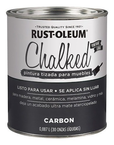 Imagen 1 de 5 de Chalked Negro Carbon Tiza Rust Oleum Vintage X 0.946 L