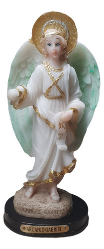 Estatueta Religiosa Anjo Gabriel Arcanjo Em Resina 14cm 