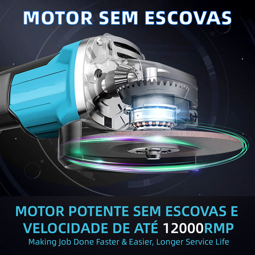 Lixadeira Esmerilhadeira 2 Baterias Angular Recarregável 48v