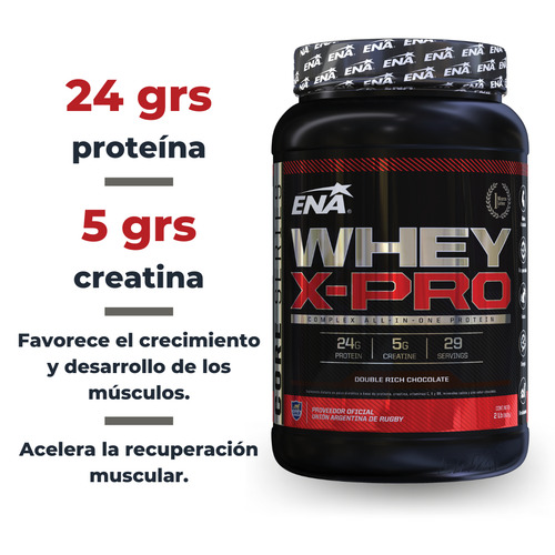 Suplemento en polvo ENA Sport Whey X-Pro proteína sabor double rich chocolate en pote de 907g