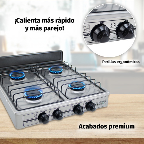 Parrilla De 4 Quemadores De Gas Acero