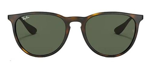 Anteojos de sol Ray-Ban Erika Classic Standard con marco de nailon color polished tortoise, lente green de policarbonato clásica, varilla gunmetal de metal - RB4171