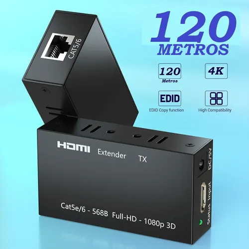 Extender Hdmi 120 Metros, Conexión Por Cable De Red Rj45
