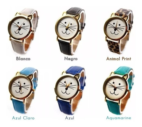 Reloj Juvenil Dama Gatito Geneva, Para Niña O Dama Fashion