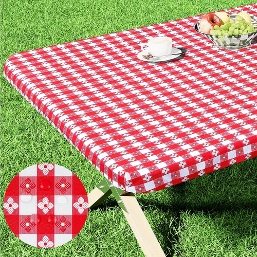 Mantel Rectangular Impermeable Con Elástico Para Mesa De 6 P