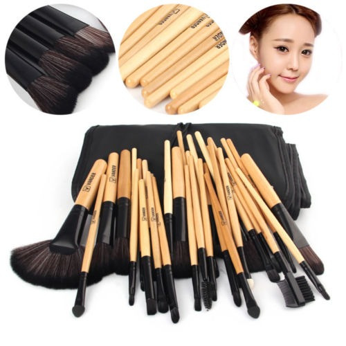 32pcs Mango De Madera Belleza Maquillaje Cepillos De Sombra 