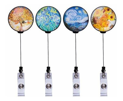 Wowcase 4 Pack Portaobjetos Retractil De Cristal Van Gogh, 