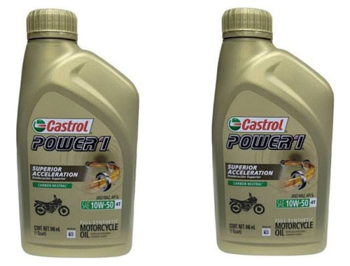 Pack 2 Aceite De Moto Castrol 10w 50 Full Sintetico Original