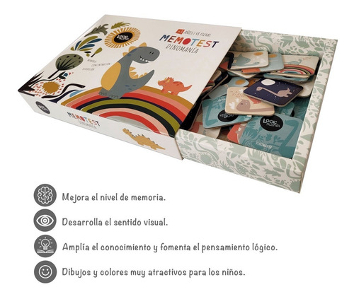 Memotest Juego De Memoria Dinosaurios Didáctico Lookmanía