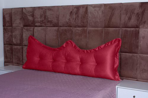 Almofada Encosto Coroa Queen 160 Cm Vermelho Lisa