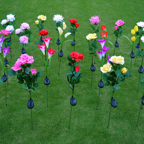 Nueva Lámpara Led Con Luz Solar, Orquídea, Rosa, Césped, Par