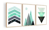 Comprar Cuadros Murales Tripticos Geometricos Abstractos 126x60 Mdf