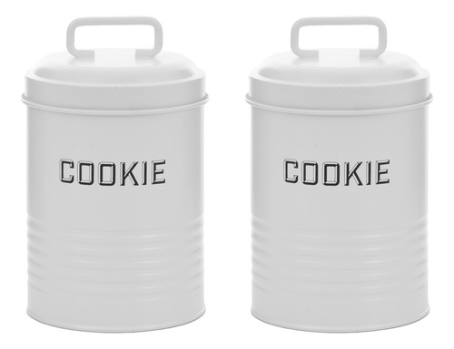 Kit 2 Latas De Biscoitos Cookies Branco Com Alça - Nh