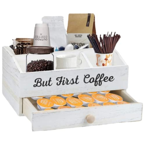 | Coffee Station Organizer With K Cup Coffee Pod Holder...