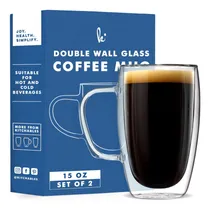 Comprar Kitchables Juego De 2 Tazas De Café De Vidrio De Doble Pared