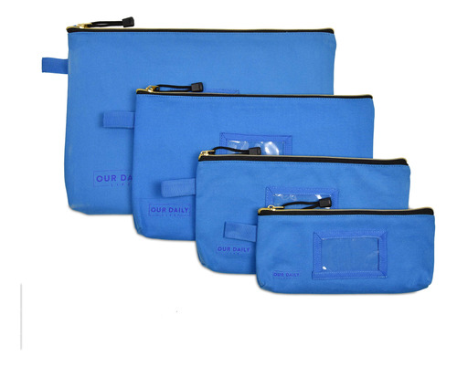 Bolsas De Lona Azul Con Cremallera De Varios Tamaños, Jueg.