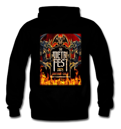 Poleron Metal Fest 2024 - Estampado Doble - Sab 20 De Abril