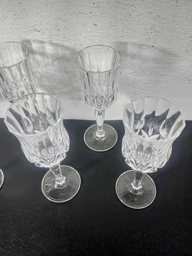 Vintage Juego Copas Para Jerez Cristal Cortado Transparente (Usado)