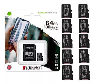 Memoria Micro Sd Kingston 64gb Kit De 10 Unidades