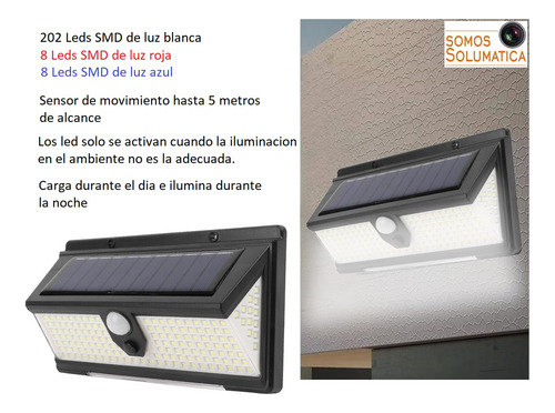Lampara Luz Solar Led - Autoencedido - Sensor De Movimiento