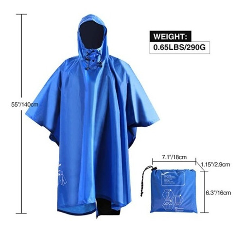 Imagen 2 de 3 de Poncho De Lluvia Impermeable Exteriores 3 En 1 Red Camp