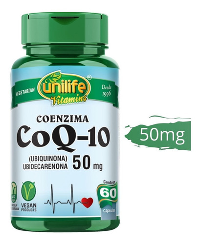 Coenzima ubiquinona CoQ-10 50 mg - Unilife - 60 cápsulas