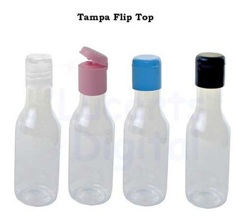 100 Garrafinha Plástico 50ml Tampa Flip Top- Para Álcool Gel