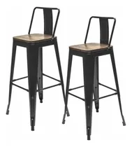 Comprar Set De 2 Bancos Tipo Tolix, De Metal Con Madera Y Respaldo.