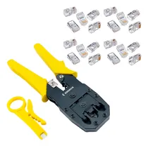 Comprar Kit Alicate De Crimpar Com Decapador 20 Un. Conectores Rj45