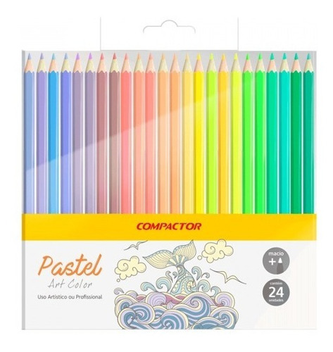 Lápis De Cor Compactor Art Color Pastel Com 24 Cores
