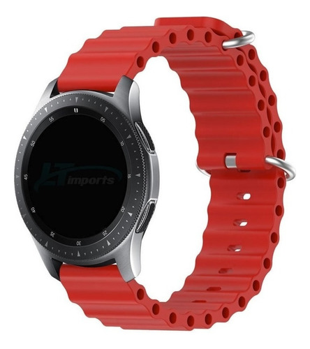 Pulseira 22mm Ondas Para Samsung Gear S3 Frontier Sm-r760 Cor Vermelho